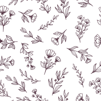 Doodle floral seamless pattern with hand drawn flowers and leaves png