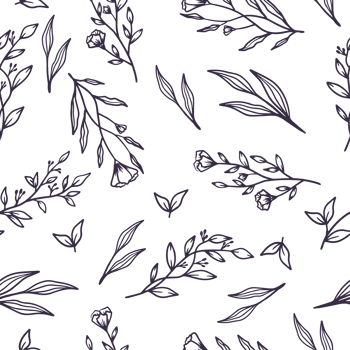 Doodle floral seamless pattern with hand drawn flowers and leaves png