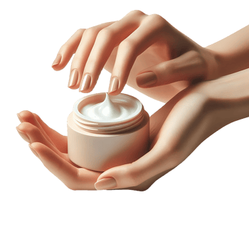 Jar with natural cream in female hands isolated. Organic cosmetics for skin care. Advertising cosmetics and environmentally friendly products. png