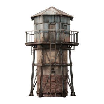Vintage Water Tank on Transparent Background png
