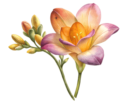 Freesia Flower Grain Illustration Isolated on White Background png