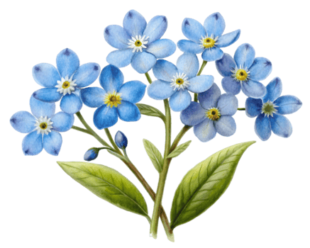 Forget-Me-Not Flower Grain Illustration Isolated on Transparent Background png