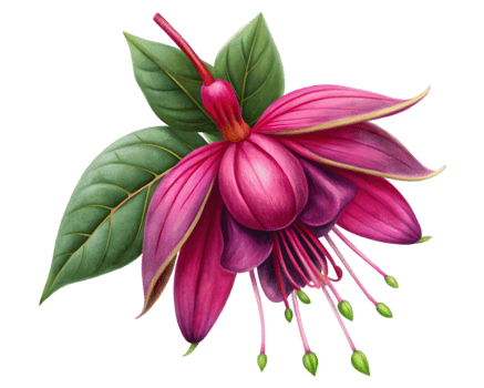 Fuchsia Flower Grain Illustration Isolated on White Background png