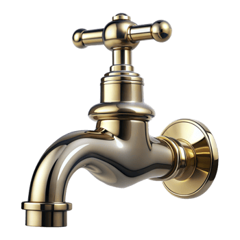 Shiny Brass Water Faucet on Transparent Background png