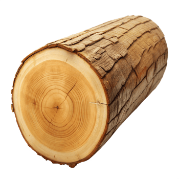 Close-Up of Tree Log With Bark and Growth Rings on Transparent Background png