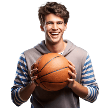 Smiling Young Man Holding Basketball ball png