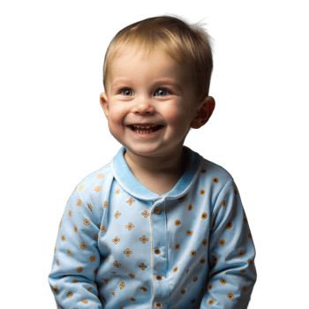 Smiling Toddler in Blue Pajamas With Transparent Background png