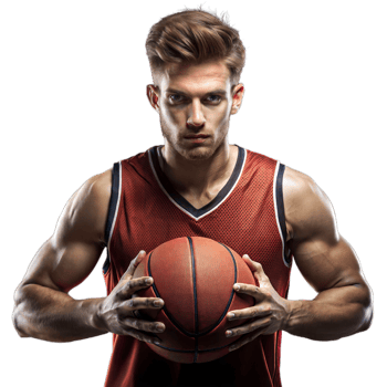 Serious Basketball Player Holding Ball Transparent Background png