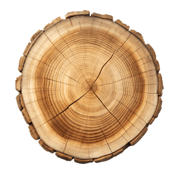 Close-Up of Tree Trunk Cross-Section With Growth Rings png