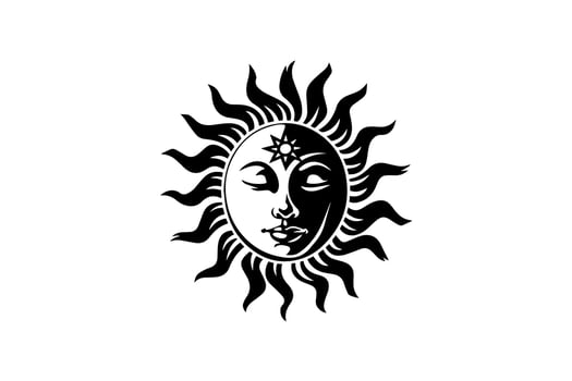 Vintage Mystichal Sun with Face Vintage Logo Design Illustration. vector