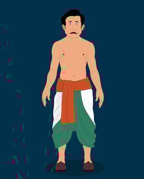 Indian village man cartoon character design vector