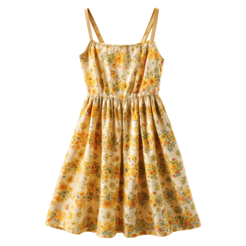 A yellow dress with flowers on it png