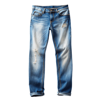 A pair of blue jeans with rips and tears png
