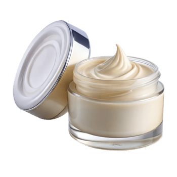 A jar of cream is open and half full png