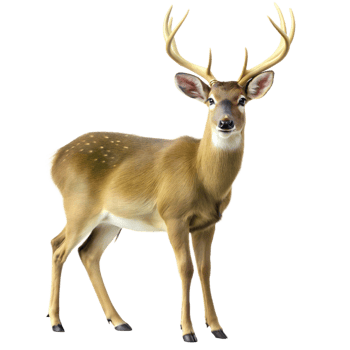 A deer stands in front of a transparent background png