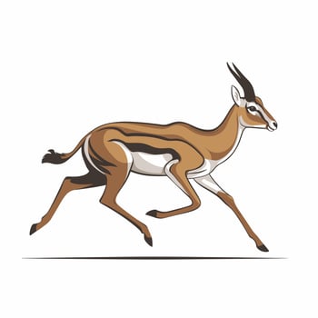 gazelle cartoon animal design flat illustration on white background side view antelope vector