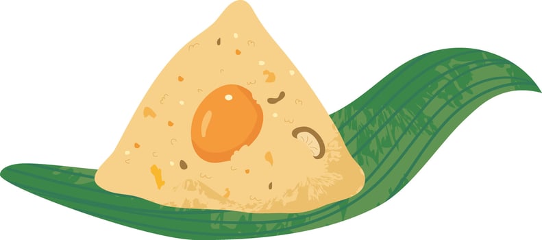 Sticky Rice Dumplings Wrapped with Bamboo Leaves, Peanuts, shiitake mushrooms, braised pork, meat, chestnuts, salted egg yolks Duanwu Cuisine and Food Ingredients Dragon Boat Festival steamer vector