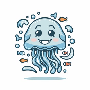 Cute Jellyfish Illustration on White background vector