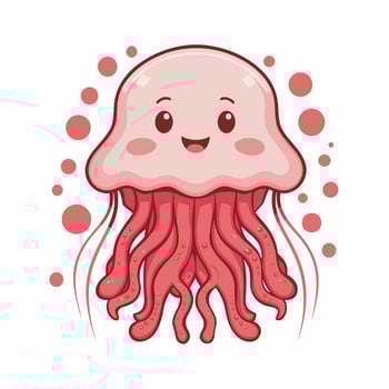 Cute Jellyfish Illustration on White background vector