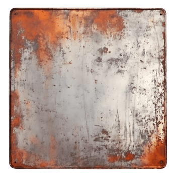 Aged Metal Plates with Rust Cutouts png