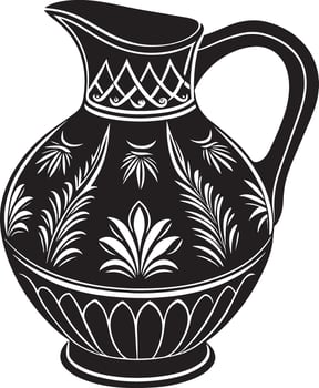 Decorative jug illustration black and white illustration vector