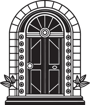 black and white decorative doors illustration in white background vector