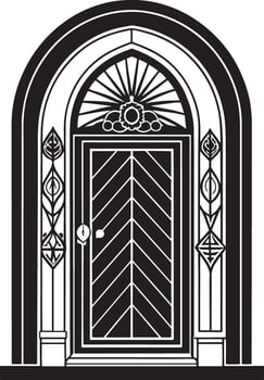 black and white decorative doors illustration in white background vector