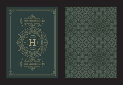 Vintage ornament greeting card calligraphic ornate swirls and vignettes frame design template vector