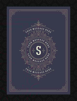Vintage ornament greeting card calligraphic ornate swirls and vignettes frame design template vector