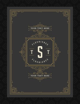 Vintage ornament greeting card calligraphic ornate swirls and vignettes frame design template vector