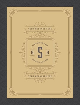 Vintage ornament greeting card calligraphic ornate swirls and vignettes frame design template vector