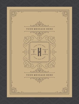 Vintage ornament greeting card calligraphic ornate swirls and vignettes frame design template vector
