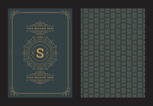 Vintage ornament greeting card calligraphic ornate swirls and vignettes frame design template vector