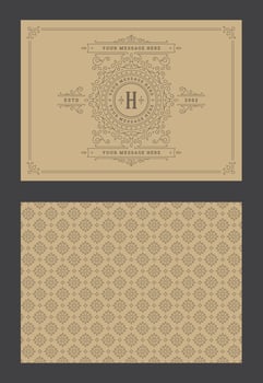 Vintage ornament greeting card calligraphic ornate swirls and vignettes frame design template vector