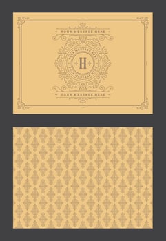 Vintage ornament greeting card calligraphic ornate swirls and vignettes frame design template vector