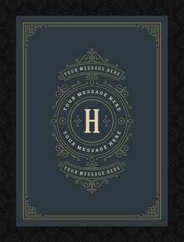 Vintage ornament greeting card calligraphic ornate swirls and vignettes frame design template vector