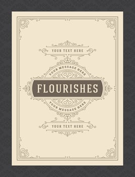 Vintage ornament greeting card calligraphic ornate swirls and vignettes frame design template vector