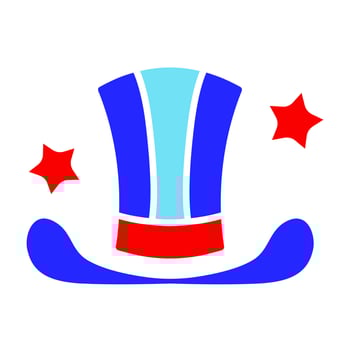 Uncle Sam hat icon. Red, white, and blue colors with stars. Symbol of American patriotism and national pride. vector