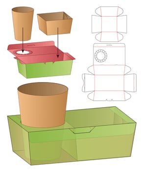 Box packaging die cut template design 3d mockup vector