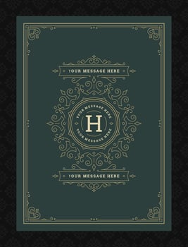 Vintage ornament greeting card calligraphic ornate swirls and vignettes frame design template vector