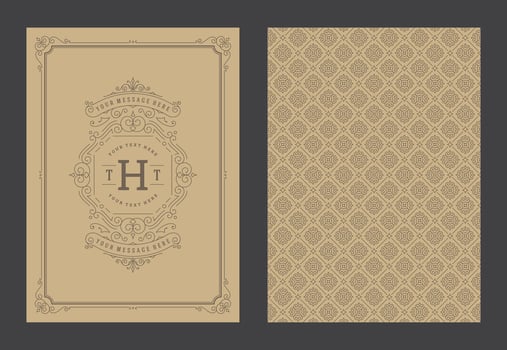 Vintage ornament greeting card calligraphic ornate swirls and vignettes frame design template vector