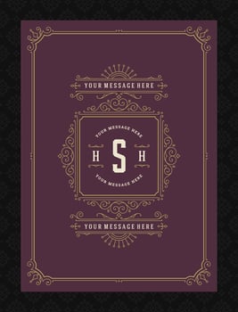 Vintage ornament greeting card calligraphic ornate swirls and vignettes frame design template vector