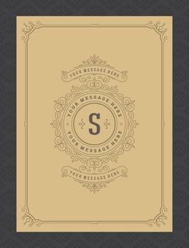 Vintage ornament greeting card calligraphic ornate swirls and vignettes frame design template vector
