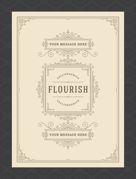 Vintage ornament greeting card calligraphic ornate swirls and vignettes frame design template vector