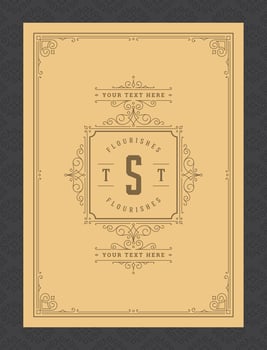 Vintage ornament greeting card calligraphic ornate swirls and vignettes frame design template vector