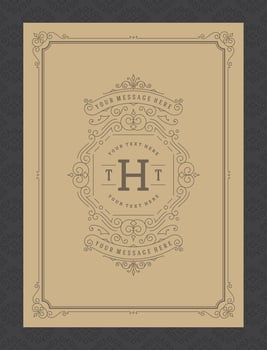 Vintage ornament greeting card calligraphic ornate swirls and vignettes frame design template vector