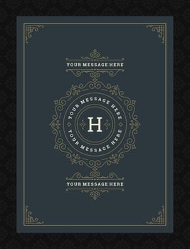 Vintage ornament greeting card calligraphic ornate swirls and vignettes frame design template vector
