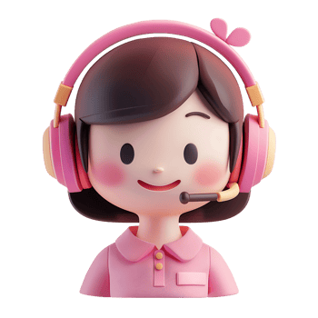 3d render of cute female customer service icon with headphones and pink shirt png