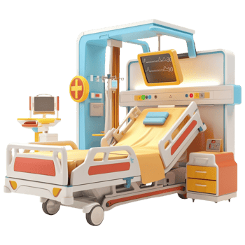 hospital room with bed and medical equipment AI-Generated png
