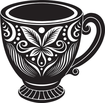 Decorative Cup Illustration black and white vector